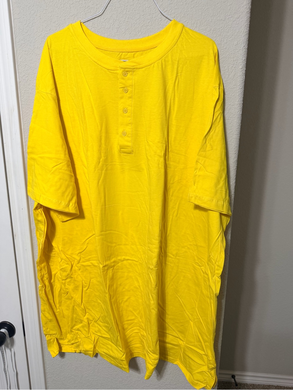 Men's Bright Yellow Short Sleeve Henley Tee